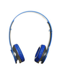 Stylish headphones with pads on white background