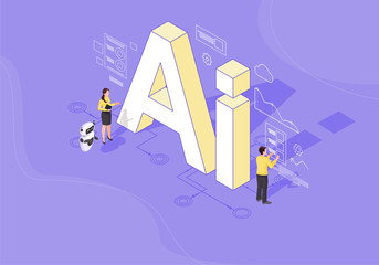 AI isometric color vector illustration