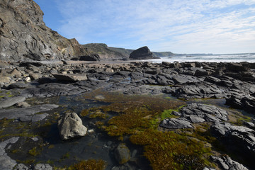 Rock pool at Strangles Beach North Cornish Coast