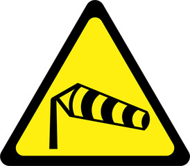 Warning sign with crosswinds