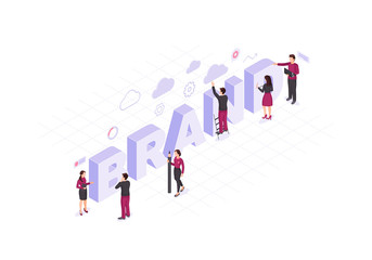 Brand isometric color vector illustration