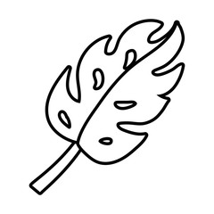 leaf nature symbol cartoon in black and white