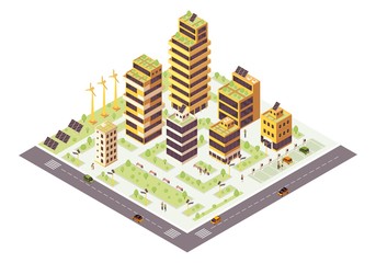 Eco city isometric color vector illustration