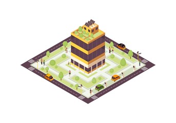 Eco city isometric color vector illustration