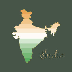 India map in national colors on black background