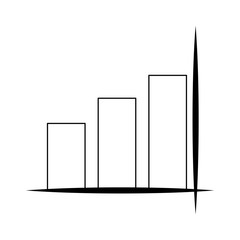 Statistics bars growing symbol isolated in black and white