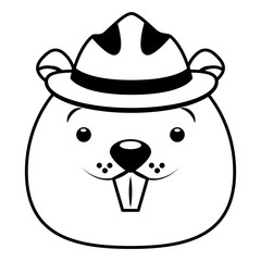 beaver face with hat cartoon character
