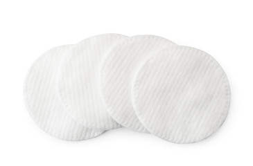 Cotton pads on a white background. The form of the top.