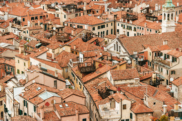 Fototapeta na wymiar Top view at roofs in Venice, Italy.