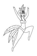 woman celebrating brazil carnival in black and white