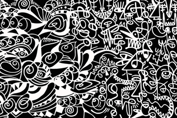 Fototapeta premium Black and white pattern on white background, abstract design