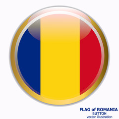 Bright button with flag of Romania. Happy Romania day button. Bright illustration with flag .