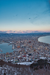 Obraz premium Cityscape view from Mt. Hakodate Ropeway
