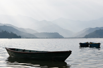 Boats on the lake, Nepal