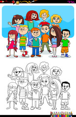 Obraz na płótnie Canvas boys and girls characters group color book