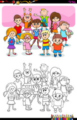 children and teens characters group color book