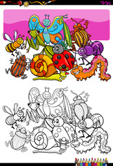 insects and bugs characters group color book