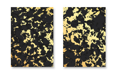 Editable instagram story template set of marble texture backgrounds with gold frames. Vector illustraton pack