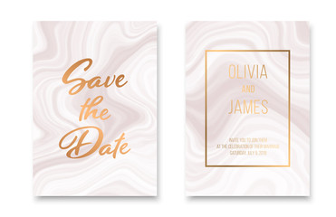 Editable instagram story template set of marble texture backgrounds with gold frames. Vector illustraton pack