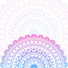 Ornamental banner with flower mandala. Folk and boho style print