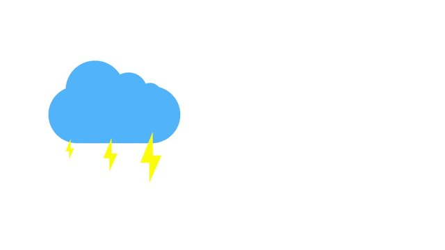 Sunshine and cloud and thunderstorm icon animation with white background. Icon design. Video Animation. Bright Sun Isolated Cartoon Animation