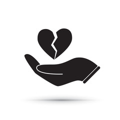 Hand with broken heart 