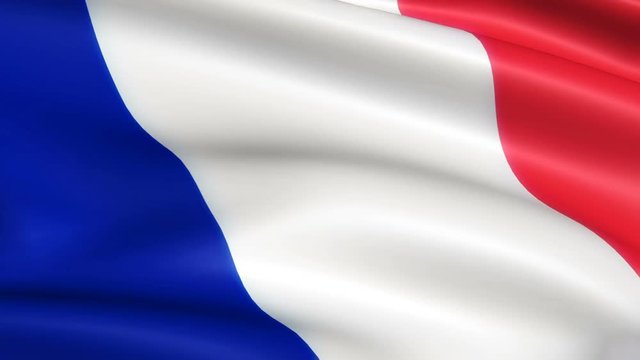 waving french flag in wind animation 