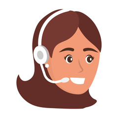 young woman face isolated cartoon