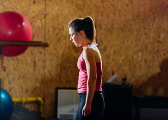 Strong girl prepare for workout