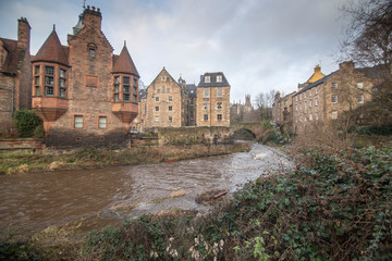 Fototapeta na wymiar Dean Village along the river Leith in Edinburgh, Scotland