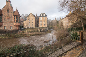 Dean Village along the river Leith in Edinburgh, Scotland