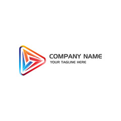 Obraz premium Roll Film triangle logo vector concept