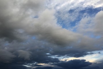 Naklejka na ściany i meble thunder clouds, sky blue background. cloud blue sky.