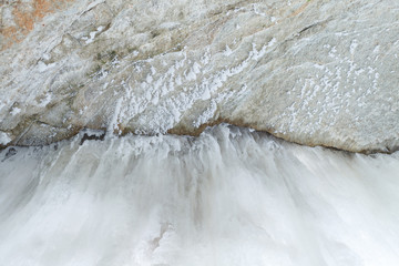 Frozen waterfall cave. Jagala, Estonia.