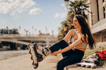 Female roller skating