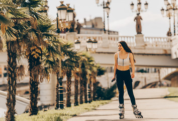 Urban girl roller skating