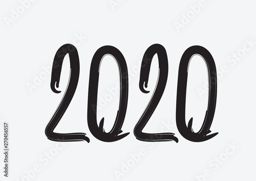 2020 Text Design Black Color Collection Of Happy New Year And