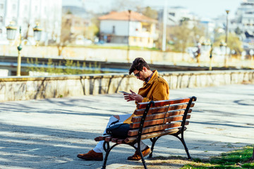 Young businessman enjoying outdoors