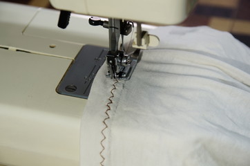 Sewing Zigzag on the white shirt