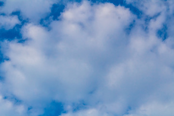blue sky with clouds of different shapes and thickness