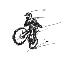 Jumping MBT biker vector illustration.