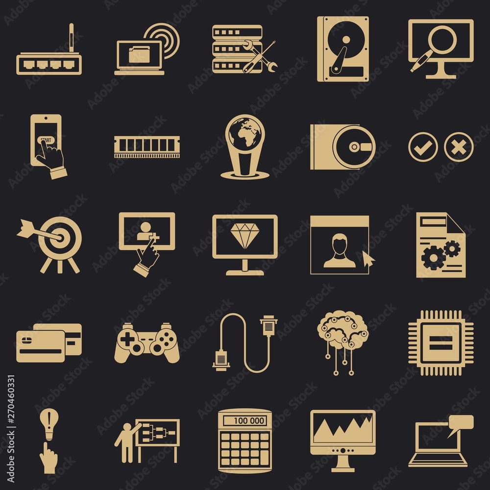 Poster site icons set. simple set of 25 site vector icons for web for any design