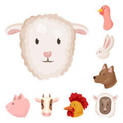 Isolated object of farm and head logo. Set of farm and homemade vector icon for stock.