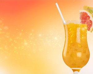 set of cocktails soft and long-drinks ind front of white background