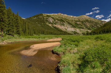 North Fork Lake Creek in the valley on the eastern side of Independence Pass (Lake County, Colorado, USA) 