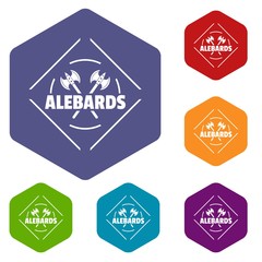Alebard icons vector colorful hexahedron set collection isolated on white 