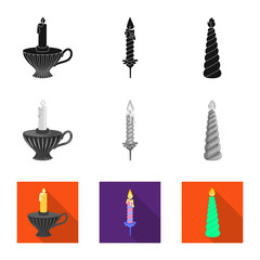 Isolated object of relaxation and flame symbol. Set of relaxation and wax stock vector illustration.