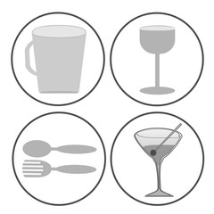Modern Line Chef Restaurant Food Cuisine Icons and Symbols Set for Mobile Interface Isolated Vector Illustration