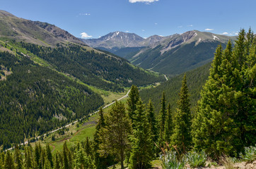 Lake Creek Valley in Rocky Mountains scenic view from Independence Pass eastern approach (Lake county, Colorado, USA)