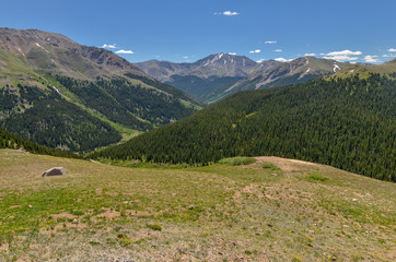 Lake Creek Valley in Rocky Mountains scenic view from Independence Pass  (Lake county, Colorado, USA)